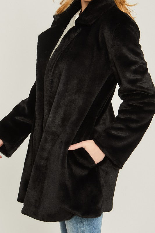 Woven Solid Teddy Collar Coat