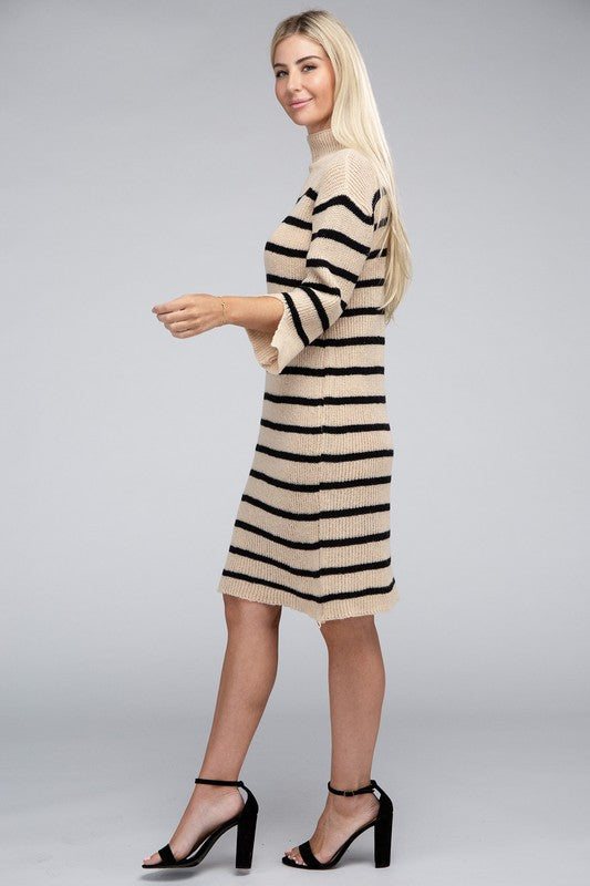 Striped Pattern Sweater Dress