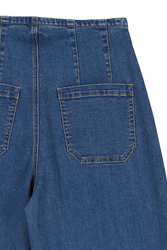 Flared high waist pin tuck jeans